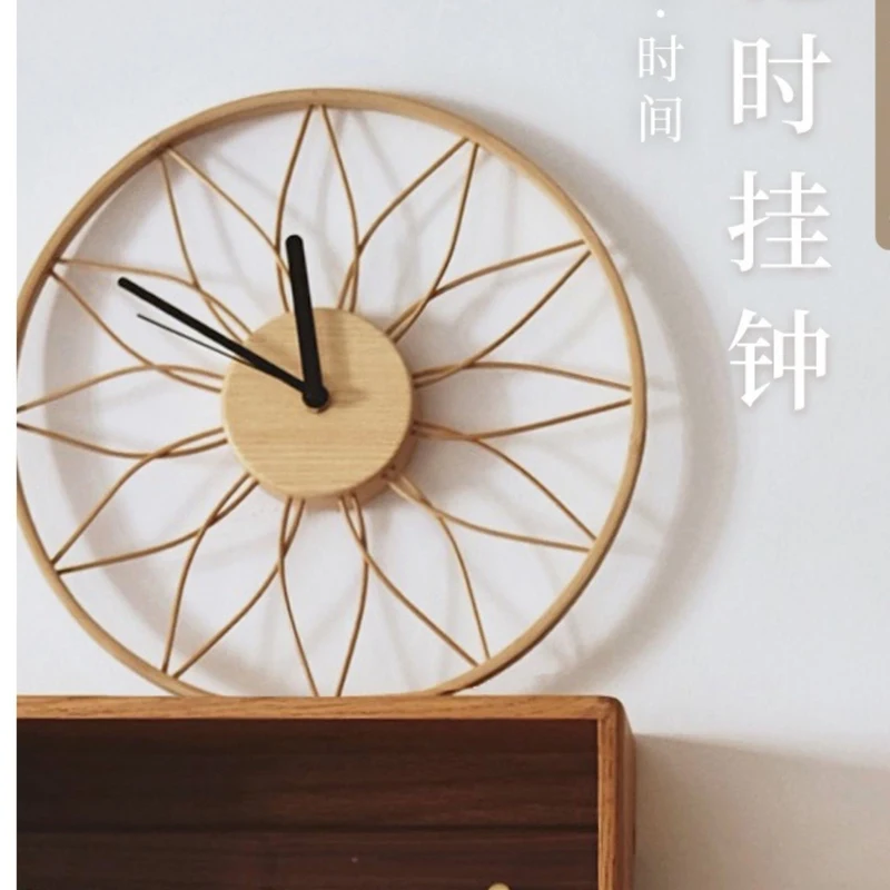Простые настенные часы с цветами деревянные круглые бесшумные для гостиной