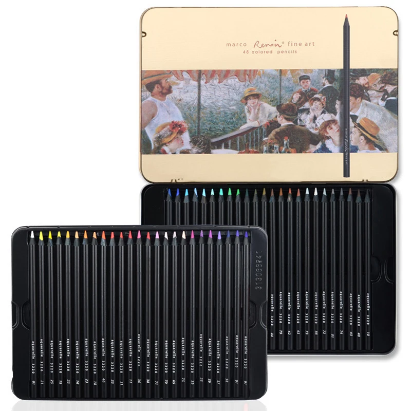 

Marco Renoir 3200 Professional Black Wooden 24/36/48 Colors Drawing Painting Sketches Art Colored Pencils Oil Colored Pencils