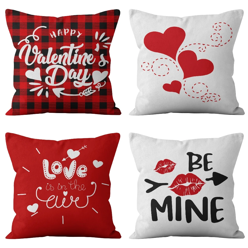 

45*45cm Square Valentines Gifts Peach Skin Cushion Cover for Romantic Wedding Valentines Decoration Sweet Love Pillow Cases
