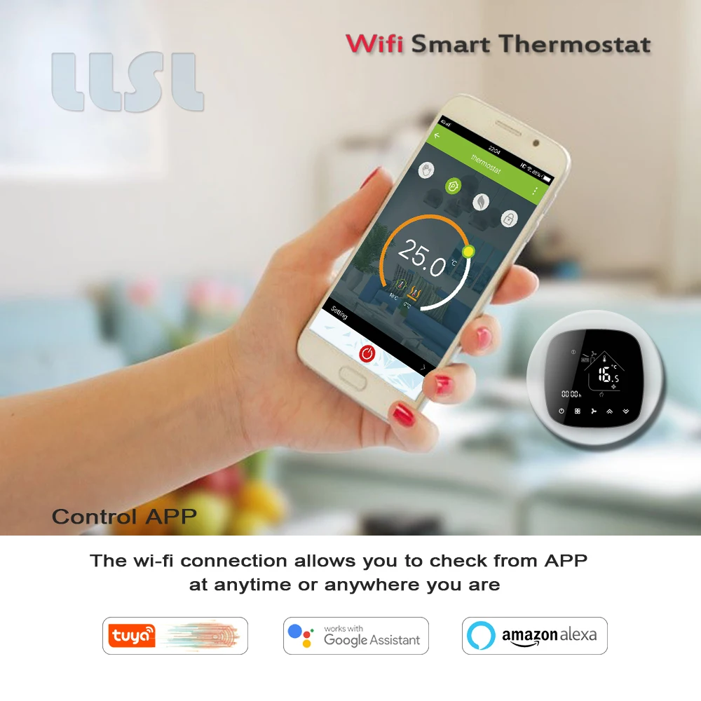 

AC WI-FI термостат Американская классификация проводов 2р/4P вентилятор регулятор катушки для охлаждения/нагрева, работает с Amazon Alexa Google Home