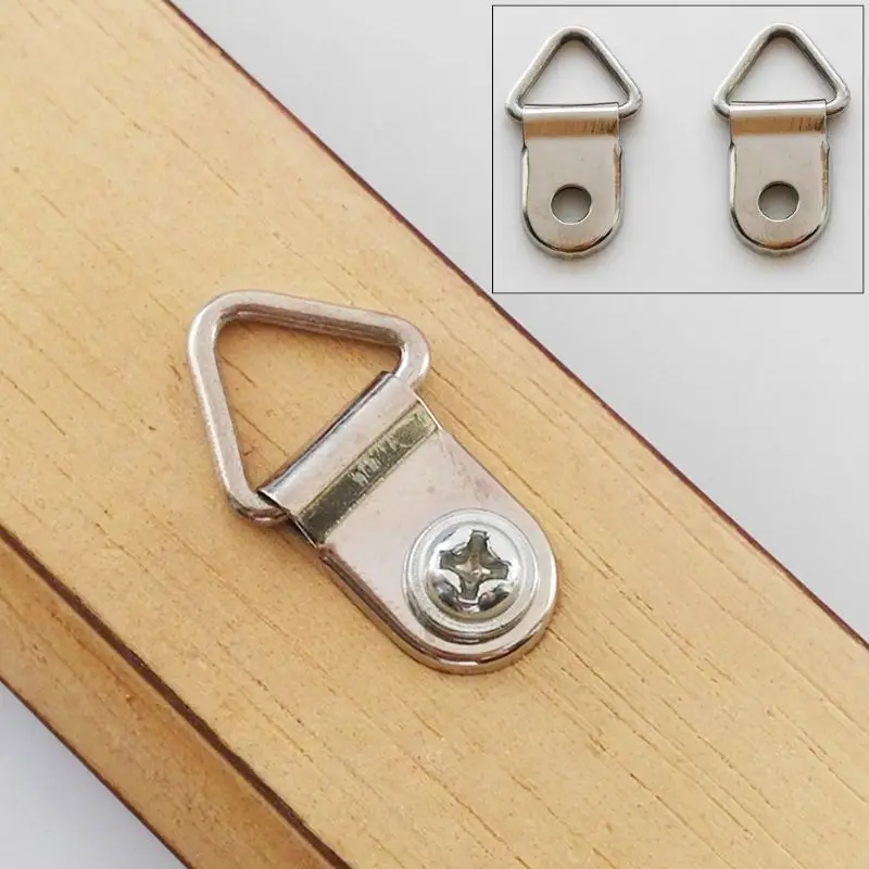 

100pcs D Ring Hanging Picture Frame Strap Hanger Hooks Oil Painting Mirror Hanger with 100 Screws