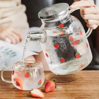 1000ml1800ml glass teapot transparent borosilicate tea pot fruit cups one set kettle office drinkware jug