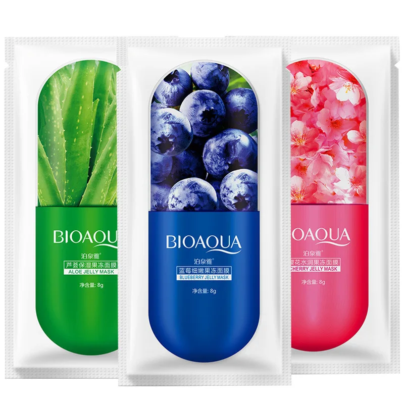 

BIOAQUA 3pcs/lot Face Mask Aloe Blueberry Cherry Blossom Moisturizing Nourishing Whitening Anti Wrinkle Free Washing Facial Mask