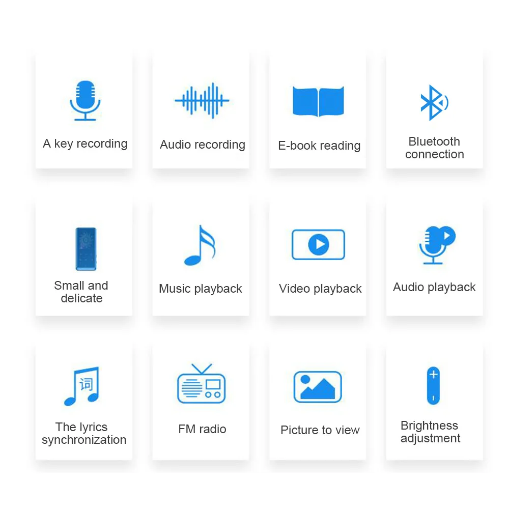 

8/32G MP3 Player MP4 FM Radio Bluetooth Touch E-book Reading Portable Video Music Player for WMA/OGG/APE/AMV/AVI