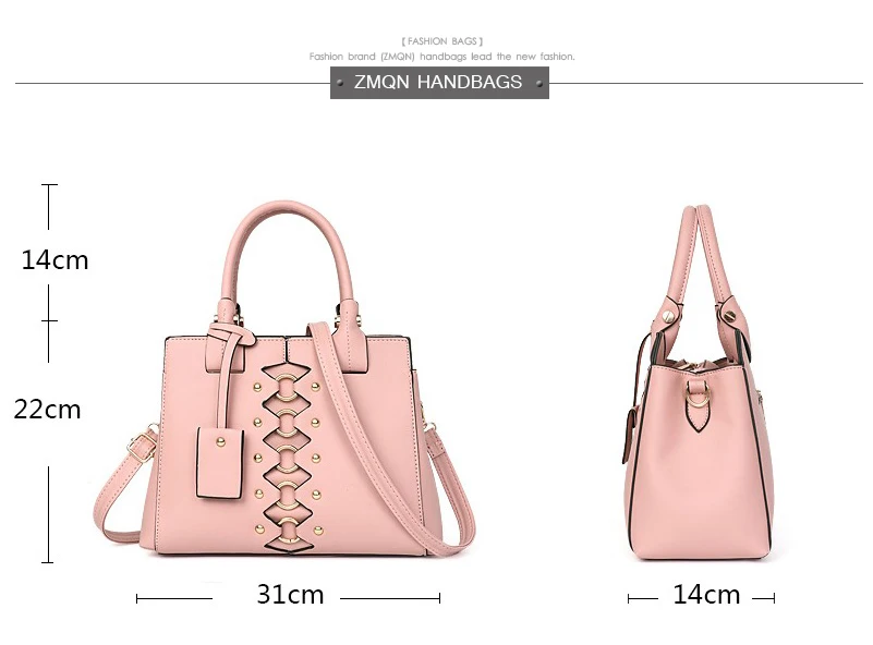 ZMQN Handbags For Women Cute Pink Luxury Shoulder Bag Leather Hand Bag Candy Solid Handbag Hgigh Quality Torebki Damskie A849