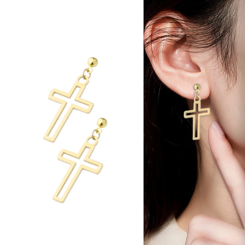 

2021 XUFAN Classic Retro Women Cross Earrings Fashion Punk Cross Pendant Cartilage Drop Dangle Drop Earrings Party Jewelry