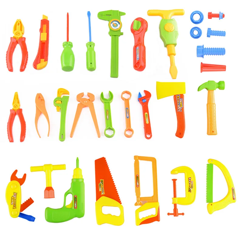 34 шт./компл. искусственные Детские Инструменты для ремонта, муляж игры, экологичный пластиковый инструмент для технического обслуживания, и... от AliExpress WW