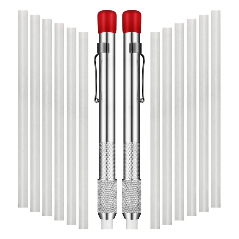2 Pcs Soapstone Holders Round Soapstone Marker Soapstone Pen with 12 Pcs Refills for Welding Tools and Markers Removable
