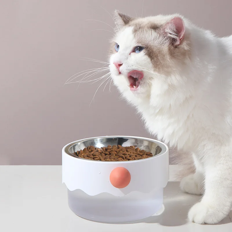 Bacia de Alimentos para Animais de Estimação para Gatos e Cães Bacia de Aço Suprimentos de Alimentação para Animais de Estimação Proteção Universal Coluna Cervical Inoxidável