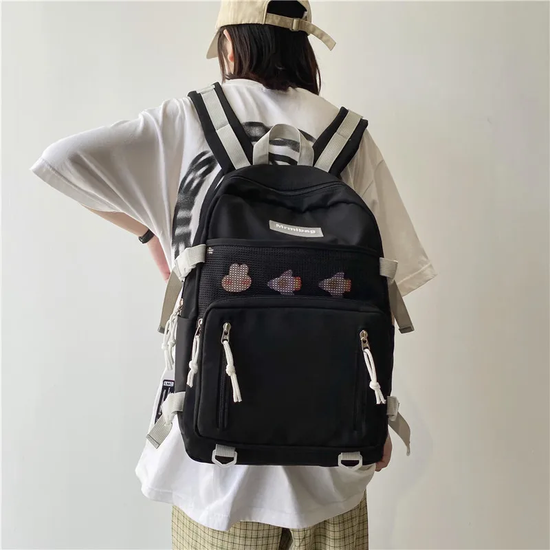 Cute Girly Fashion Backpack Waterproof Nylon Women Backpack Female Schoolbag Net Bag College Student Lovely Daily Backbag