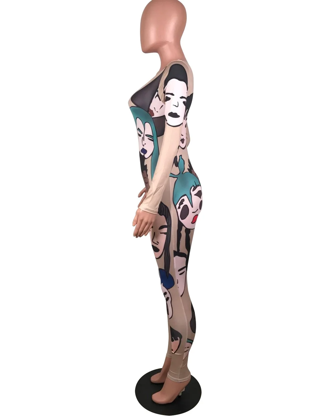 Женский эластичный комбинезон CN975 на Хеллоуин с длинным рукавом повседневный