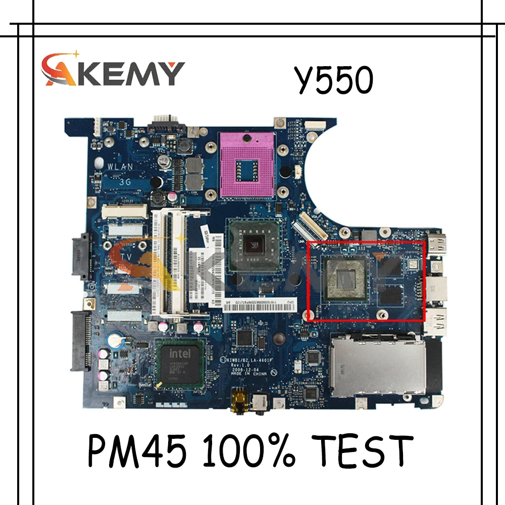 

Akemy LA-4602P LA-4601P материнская плата для ноутбука Lenovo Y550 Материнская плата ноутбука PGA478 PM45 100% тест работа подарок CPU