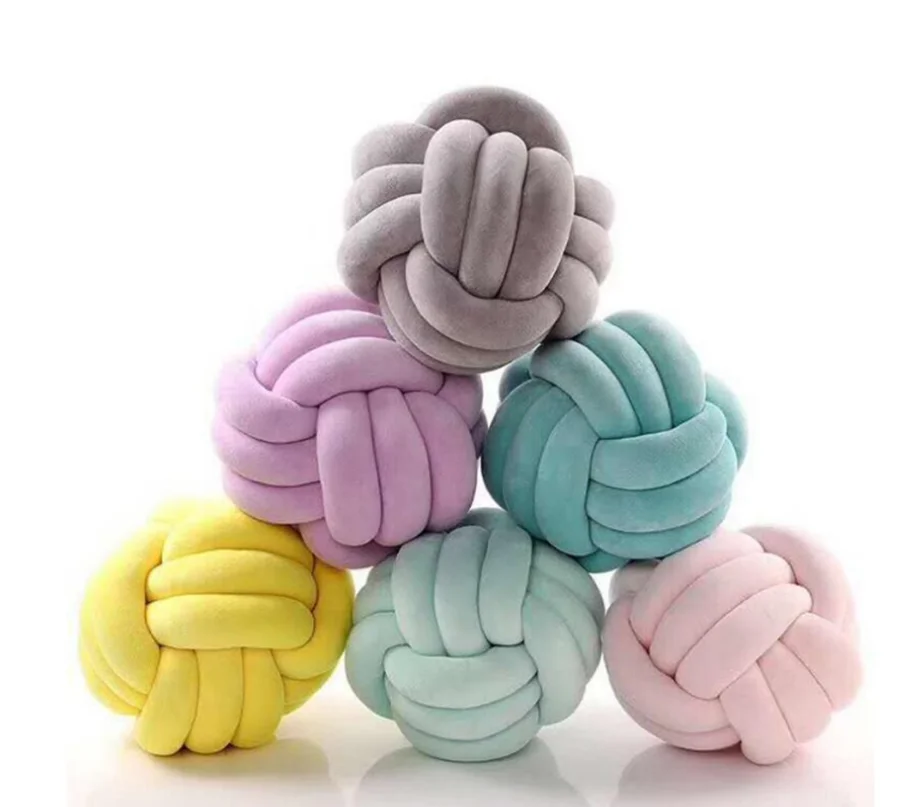 

18cm/30cm/25cm Knotted Plush Ball Waist Back Cushion 7 Colors Soft Throw Pillow Home Sofa Bed Decoration Dolls Toys For Kids