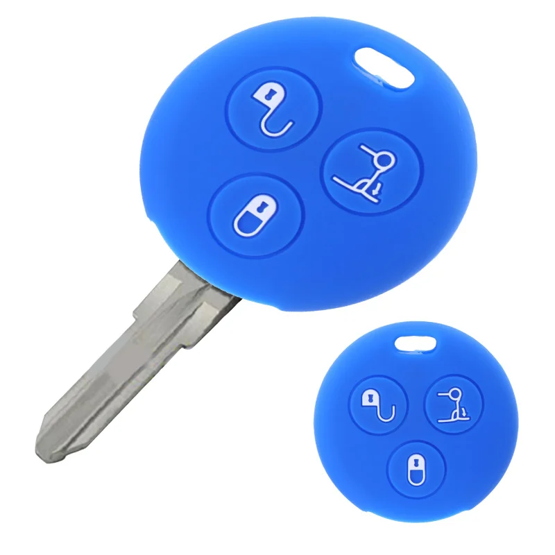 

New 3 Colors 5cm Silicone Car Key Cover Case Cover Skin Set Protect Fits For Fortwo 3 Button Remote Fob Repair Car Accessories