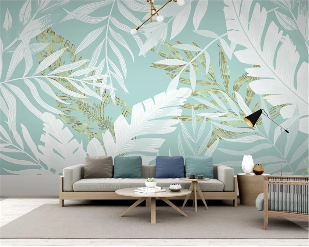 

beibehang Customized Nordic modern minimalistic geometric tropical plant leaves TV background wallpaper wall papers home decor