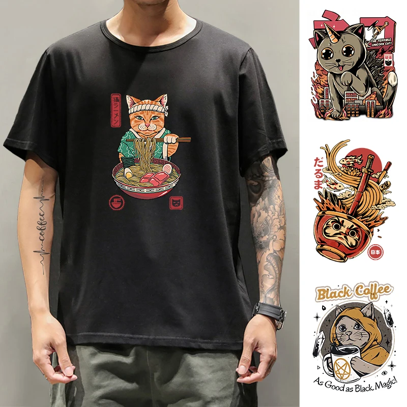 Футболка Мужская/Женская свободного покроя тенниска из 100% хлопка с японским