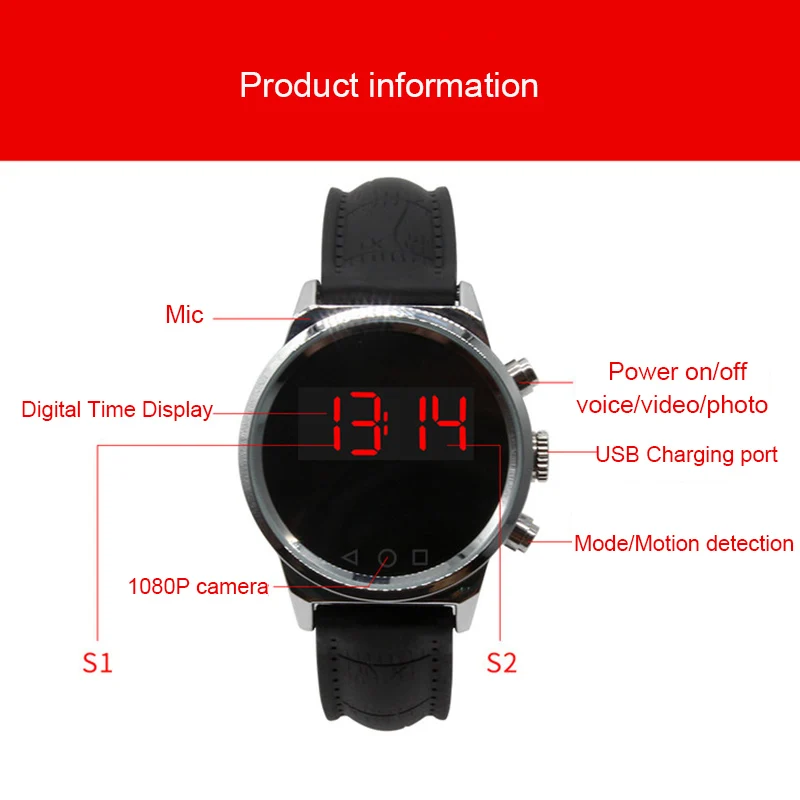 Профессиональный тонкий HD-камера фото Звук Аудио Диктофон спортивные часы