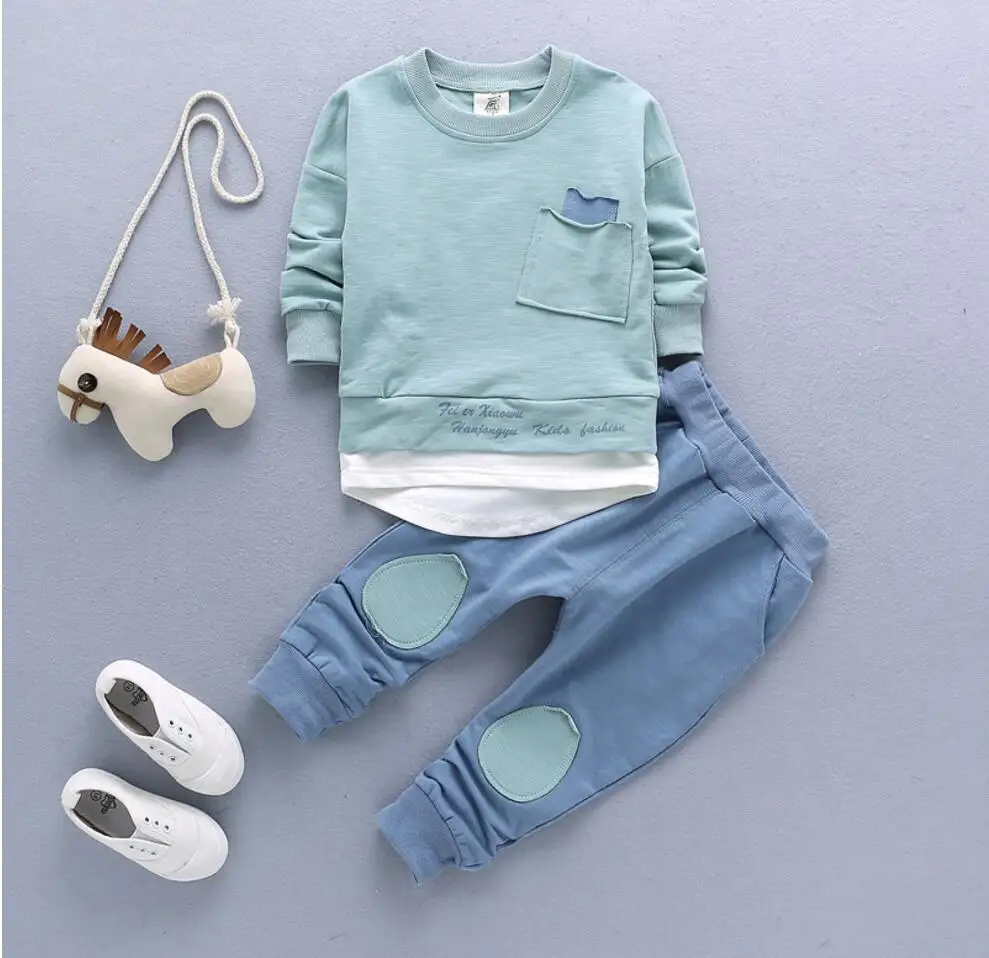 Комплект одежды для маленьких мальчиков Детский свитер с капюшоном стильный топ