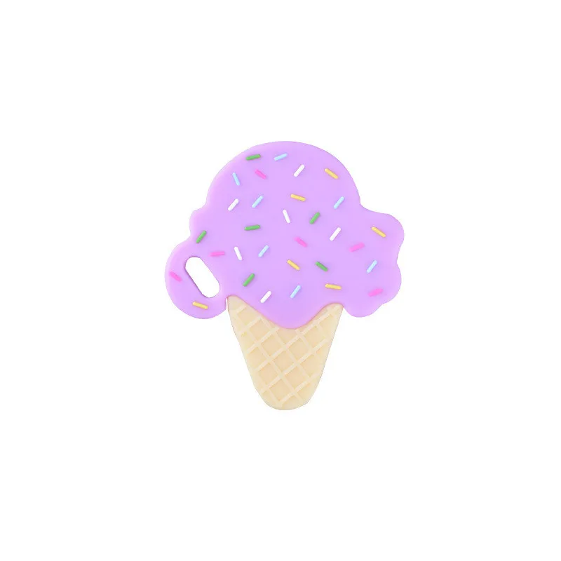 purple 1 шт., детский Прорезыватель с рисунком мороженого, силиконовый Прорезыватель для зубов, бесплатно, сделай сам, пустышка, цепочка, бусины, прорезыватель, игрушка, силиконовый Прорезыватель - Цвет: purple