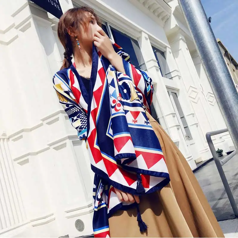 

Beach Towel 1 PC Cotton Female Literary Scarf Women Scarf Travel Silk Scarves 180*100CM National Wind Style Shawl Sunscreen