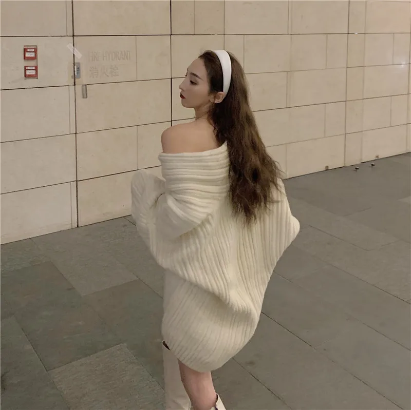 WHITNEY WANG 2020 Весенняя мода уличная одежда сексуальный с вырезом лодочкой Свитер