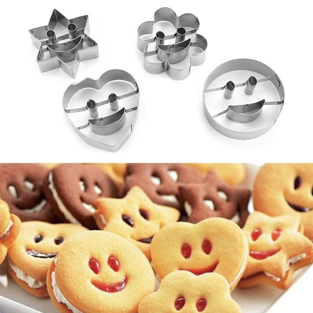 

4pcs/set Cookie Cutter Molds Aluminum DIY Star Heart Biscuit Molds Fondant Pastry Decorating Baking Kitchen Tools