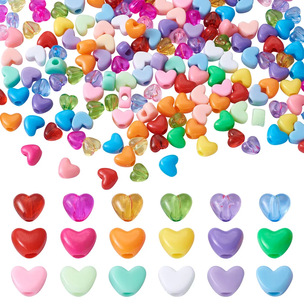 

Acrylic Heart Beads Components for DIY Beaded Earrings Bracelets Necklaces Fashion Jewelry Making Supplies Decoration Mixed