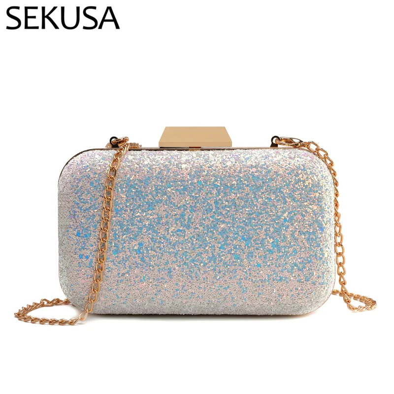 

Fashion Women Sequined Wallets Evening Bags Bling Ladies Wedding Bridal Clutch Shoulder Chain Messenger Purse