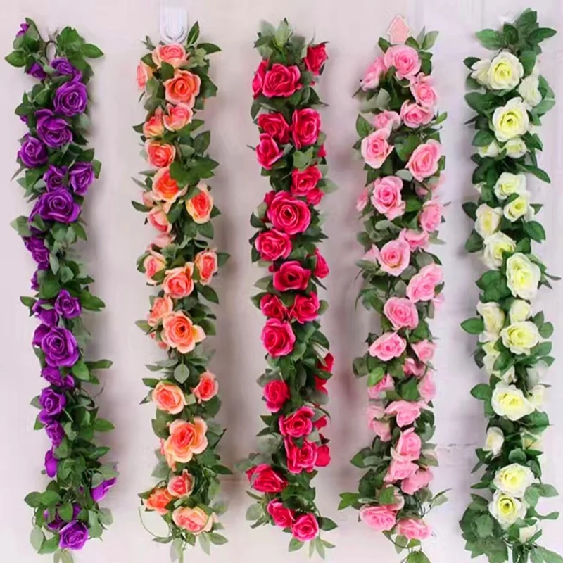 

16 цветов, искусственная лоза, подвесные цветы для стен, искусственные растения, листья, гирлянда, романтическое свадебное украшение для дом...