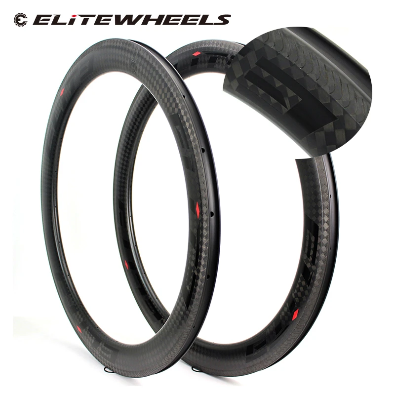 ELITEWHEELS 700c 60 мм обод из углеродного волокна A1 Лазерная тормозная поверхность 12 к