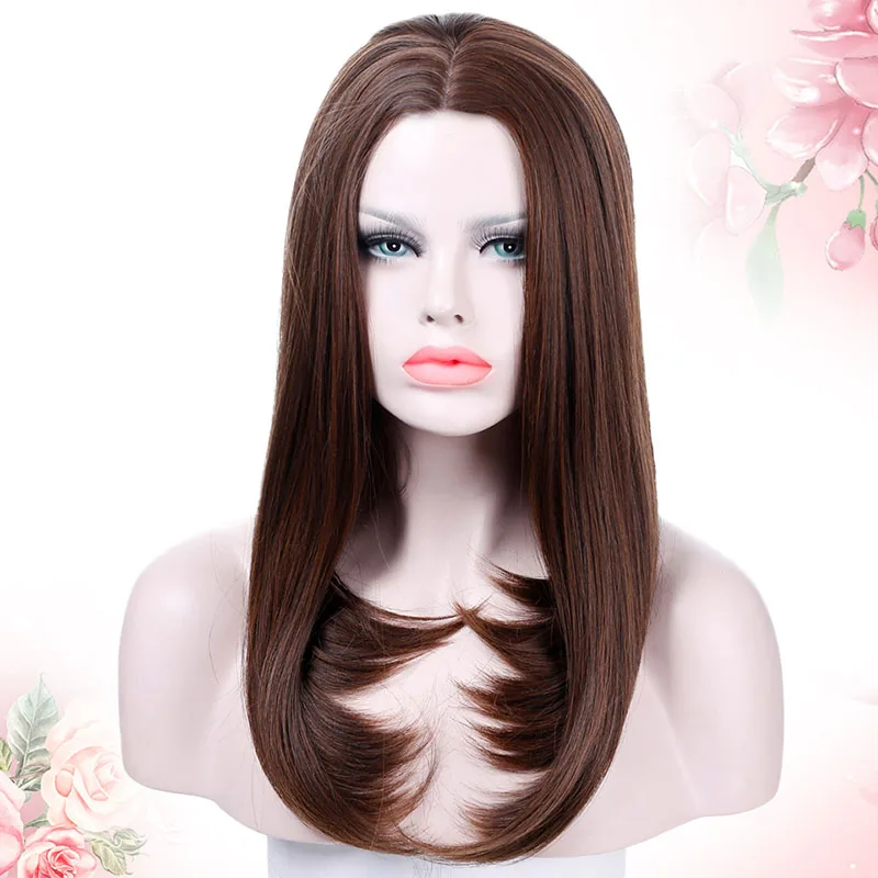 WEILAI длинные прямые волосы расстаются посередине. Коричневый хвост локон