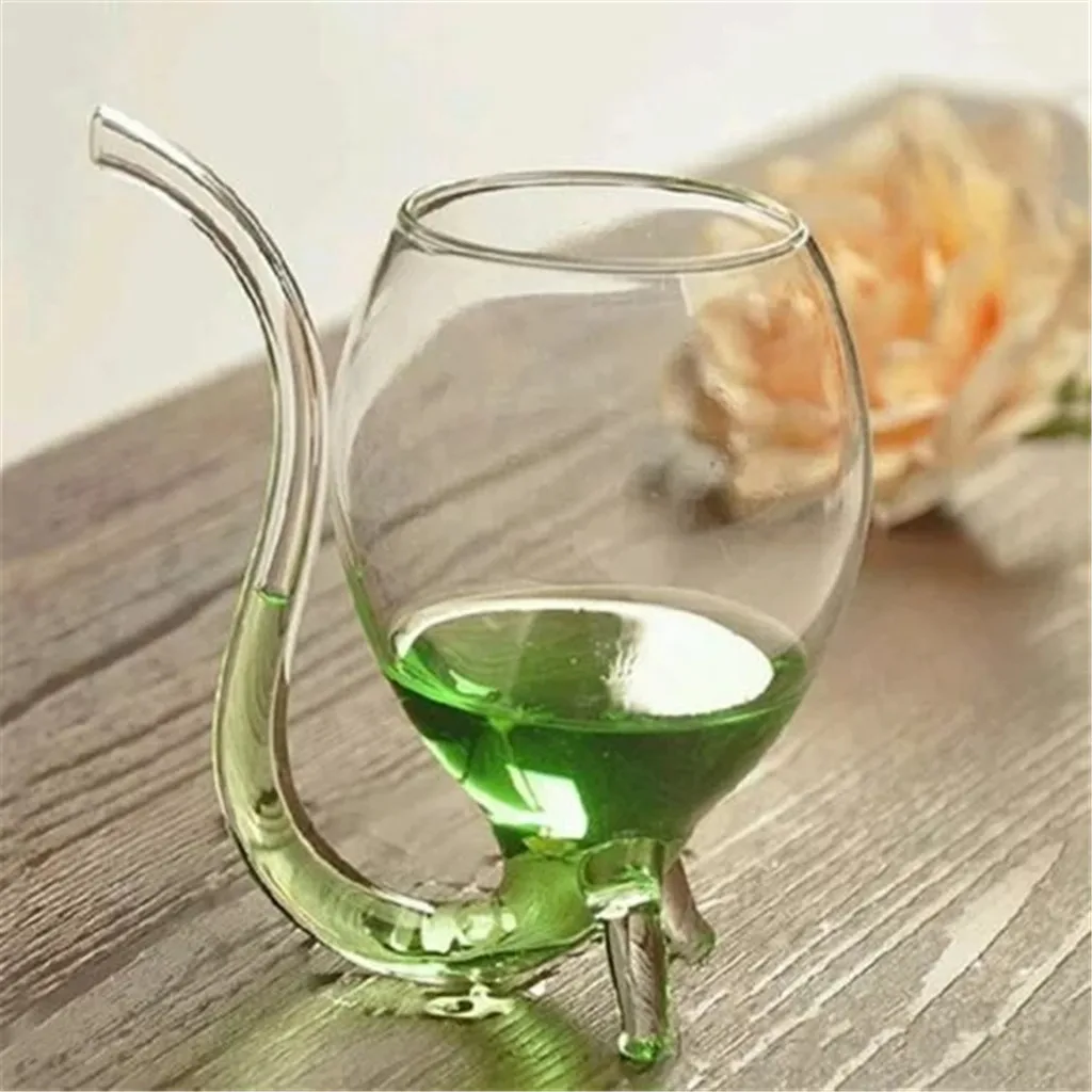 

HOT SALE Wine Whiskey Glass Heat Resistant Sucking Juice Milk Drinking Tube Straw Cup creative wine glass high quality glass cup