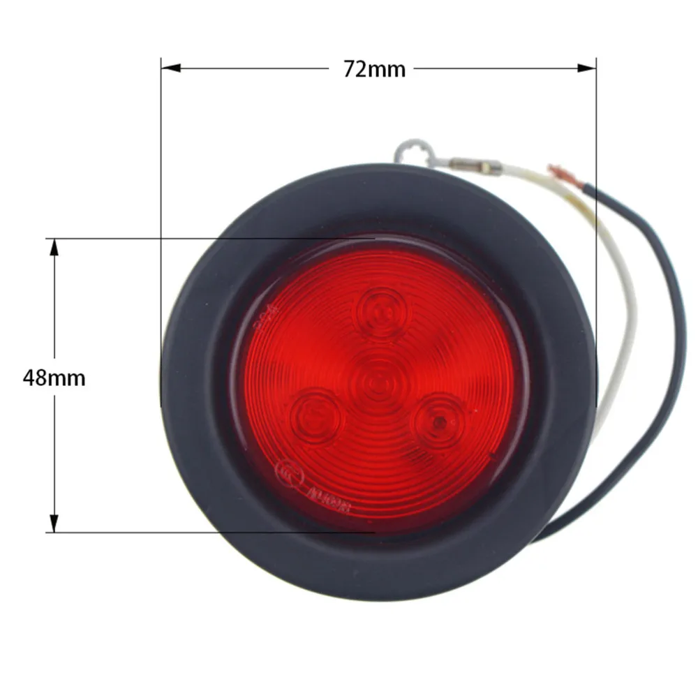 

5 PCS 2 inch 12V 4 LEDs Round Side Marker Lights Indicator Lamps for Truck Trailer Caravan (Red)