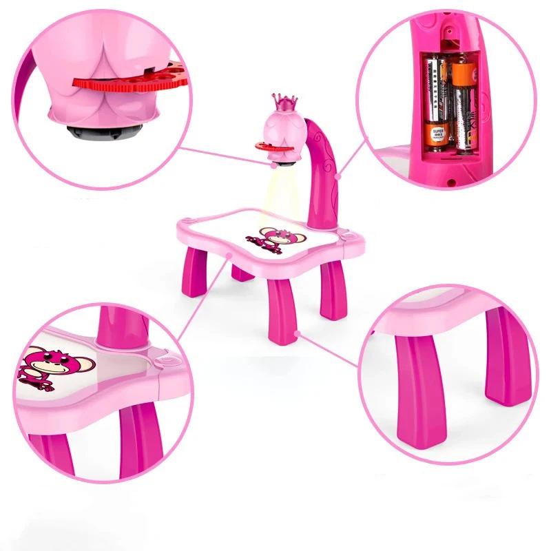 

Led Projector Drawing Art Painting Table Kids Toy Board Desk With Light Music Educational To Study WordPad Tools