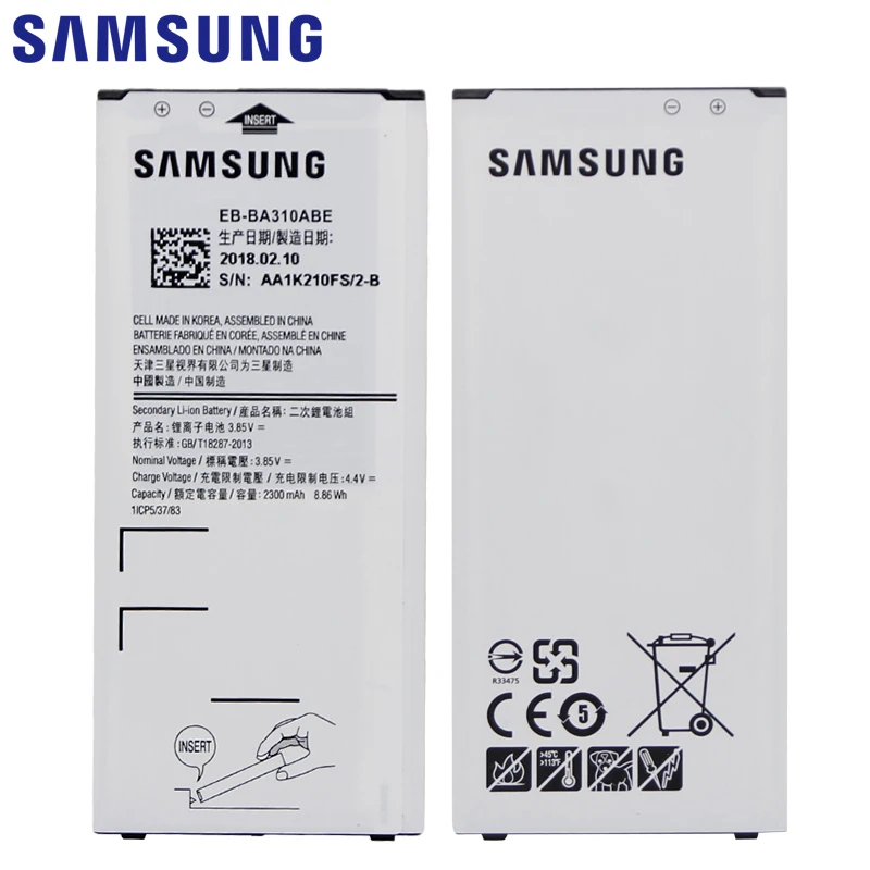 Samsung телефон батарея EB-BA310ABE 2300 мАч для samsung Galaxy A3 A310 A310F A310M A310Y сменные батареи