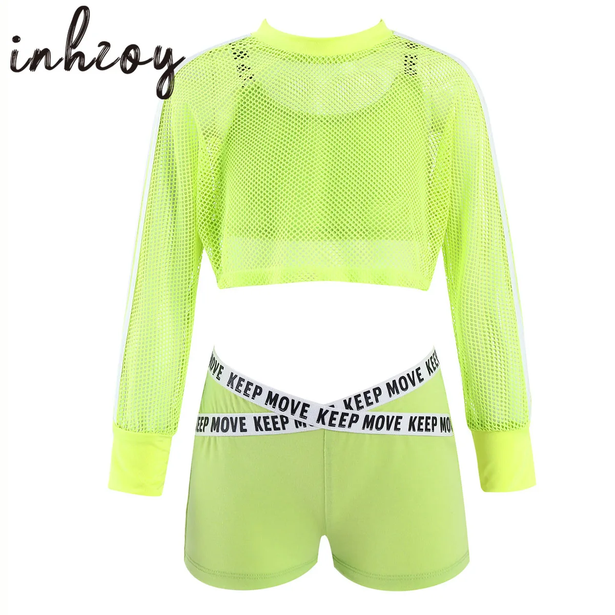 3Pcs Kids Girls Sport Dance sets Straps Crop Vest with Net Blouse Tops and Shorts Set for Hip Hop Dance ballet training Workout girls gingham blouse with knotted shorts