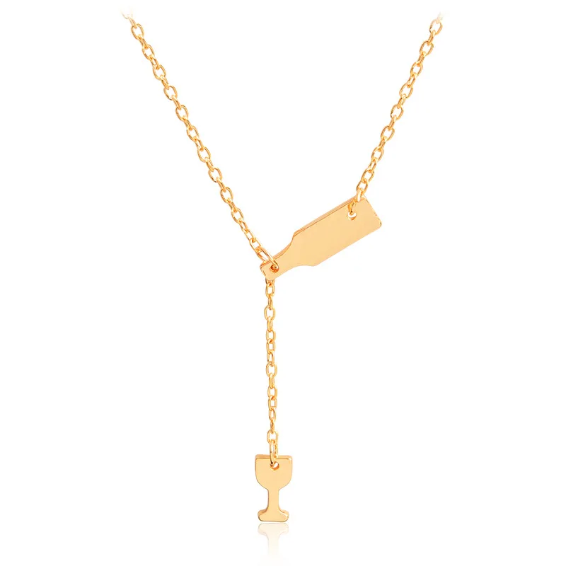 Новинка Трендовое ожерелье с подвеской в виде бокала для вина женские цепочки