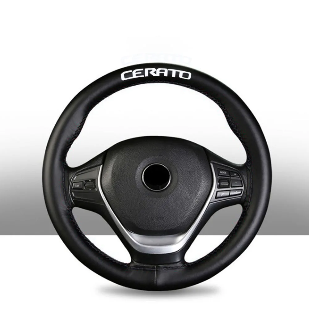 

15 Inch Genuine Leather Braided Steering Wheel Cover for Kia Cerato Car Interior Accessories