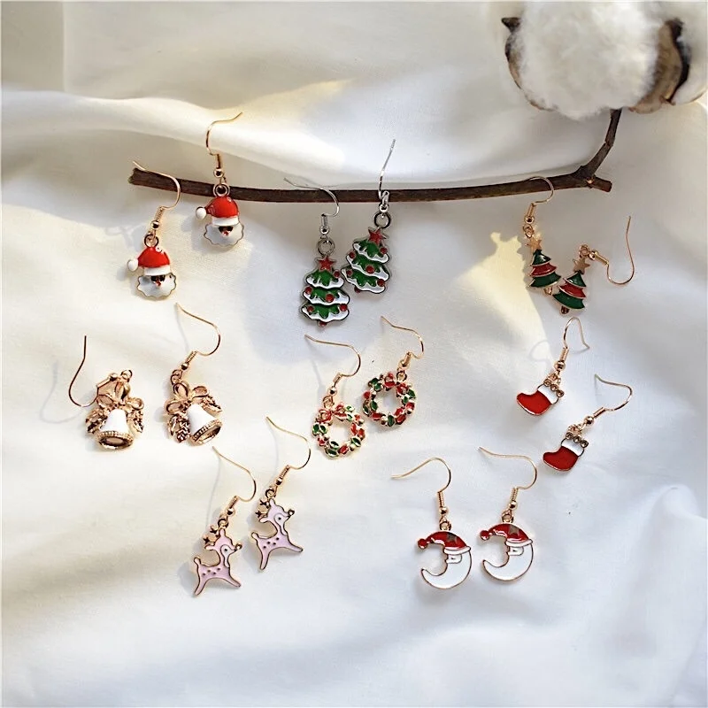 1 пара милые рождественские подарки для девушек милый олень Санта Клаус серьги