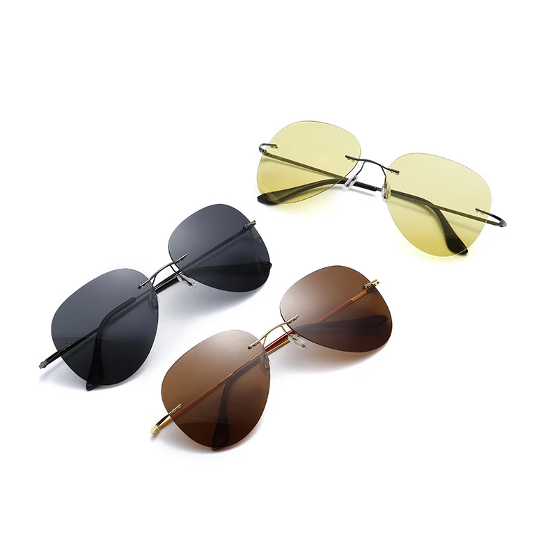 

JackJad Ultralight Titanium Polarized Rimless Pilot Style Sunglasses Men Driving Brand Design Sun Glasses Oculos De Sol 1013