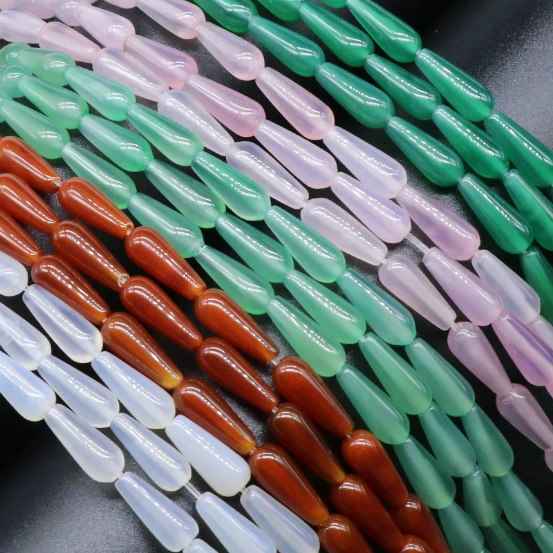 

6x15mm Water Drop Loose Stone Beads Natural Red/Green/Pink/White Agate Beads For Jewelry Making Earring Necklace Accessories