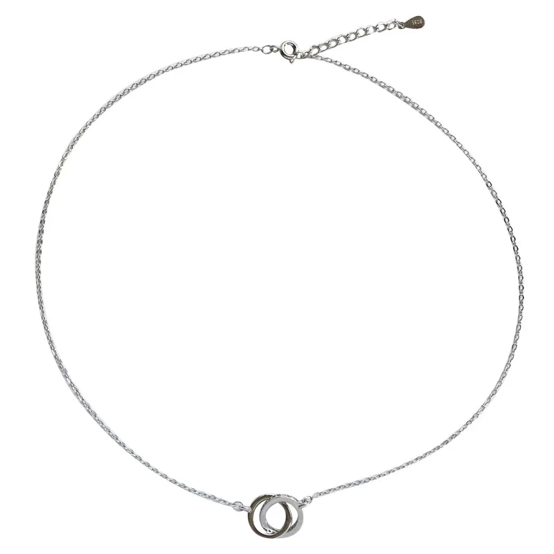 

Tiny Double Circle Crytal Charm Necklace for Women Short Chain Pendant Necklace for Women Jewelry Gift Drop Shipping