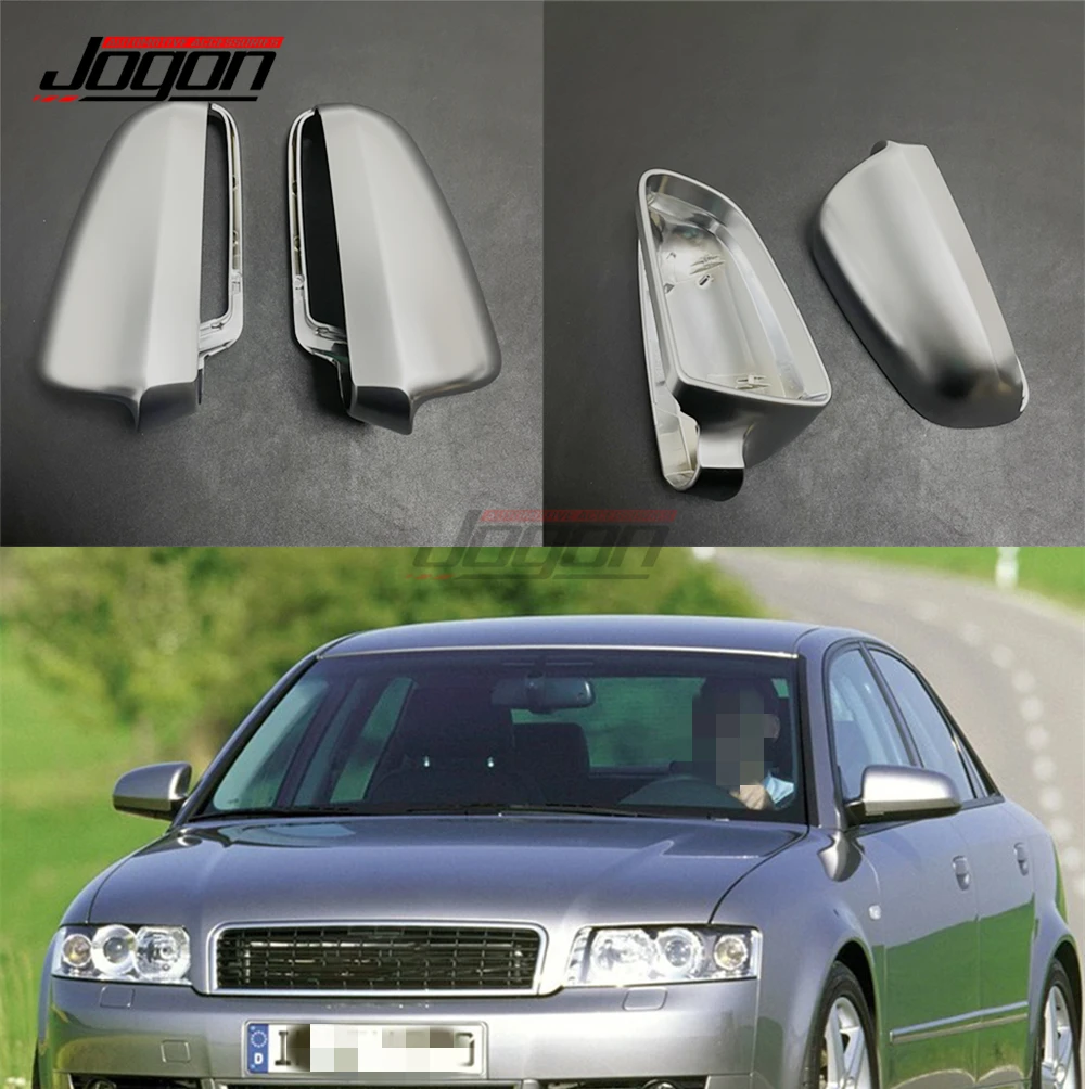 

2pcs Replace Silver For AUDI A4 B7 A6 C6 2003- 2007 S4 Car Mirror Side Wing Rear View Cover Caps Shell Case Trim Accessories