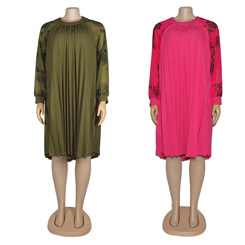 Платье Дашики с Африканским принтом шифоновое Плиссированное свободное платье