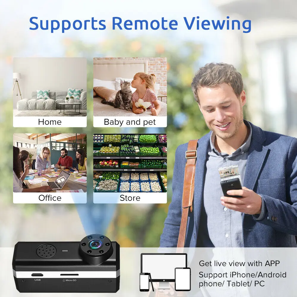 Камера видеонаблюдения CAMSOY Mini инфракрасная камера ночного видения Wi Fi HD 1080P DV DVR