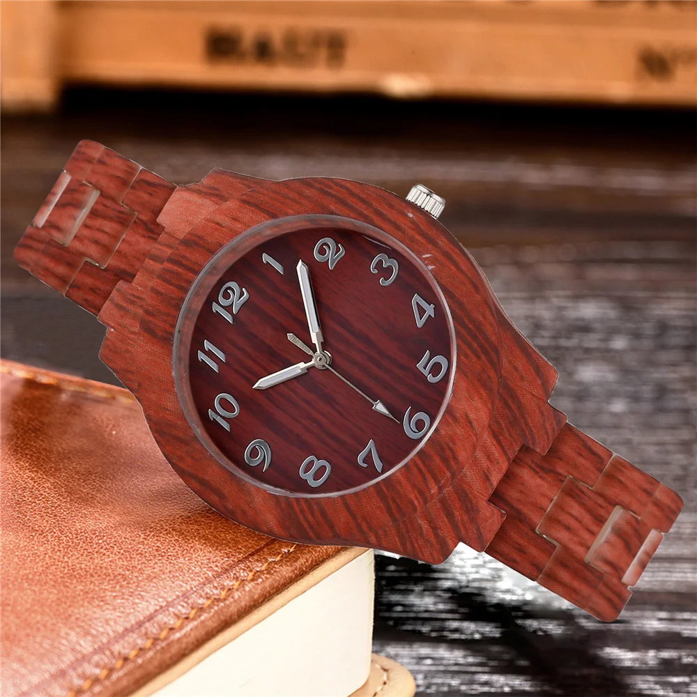 Часы женские кварцевые под дерево роскошные винтажные простые с ремешком из