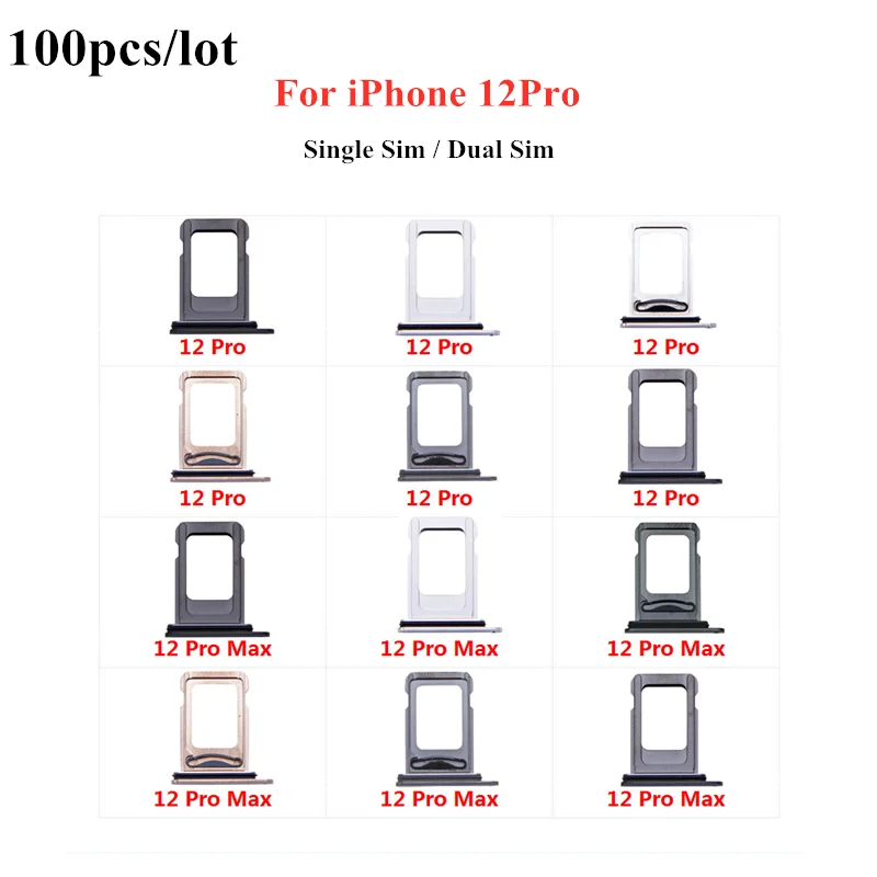 100pcs/Lot Dual Single SIM Card Tray Holder For iPhone 12 Pro SIM Card Slot Reader Socket Adapter With Waterproof Rubber Ring