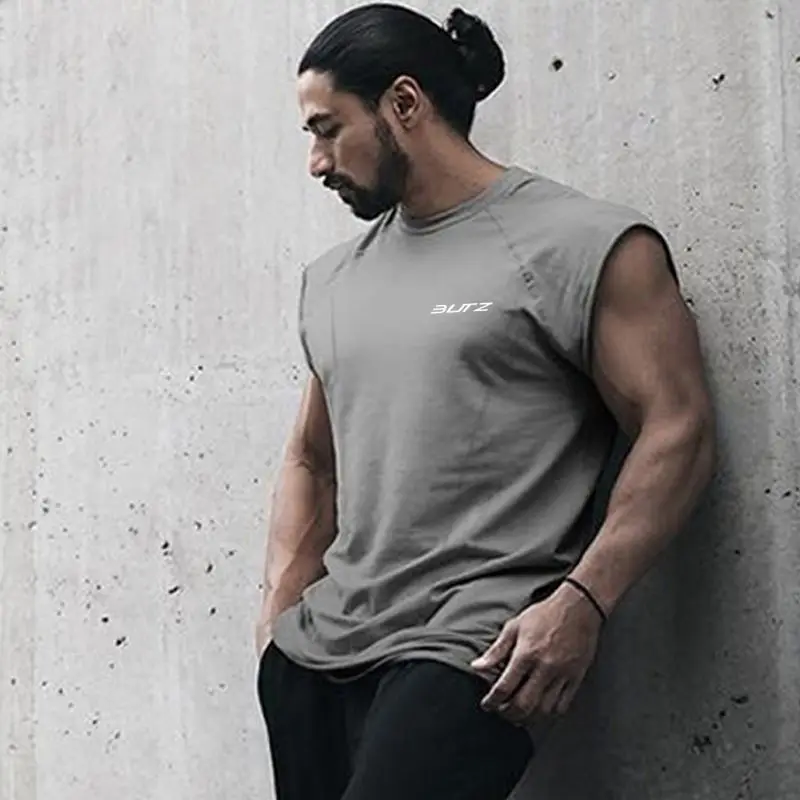 

Cotton Sport Sleeveless Shirt Men Running Vest GymTank Top Sportswear Basketball Jersey Fitenss Stringer Bodybuilding Singlets