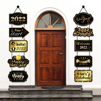 gold hello 2022 happy new year party celebrating wall doors hanging banner door couplet fireworks new year party decorations