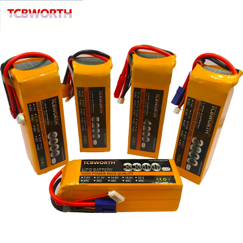 Аккумулятор LiPo 7 4 В 11 1 14 8 в 22 2 4200 мАч 2S 3S 4S 5S 6S 25C 35C 60C для радиоуправляемый самолет